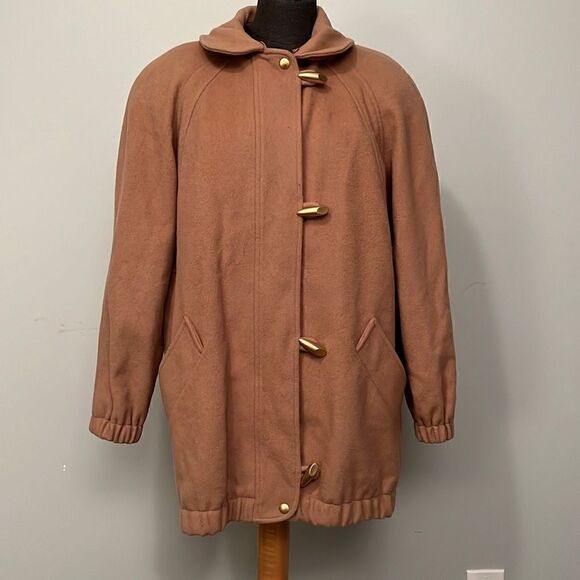 JG Hook Women's Tan Long Sleeve Wool Blend Toggle Closure Jacket Coat - Picture 6 of 9